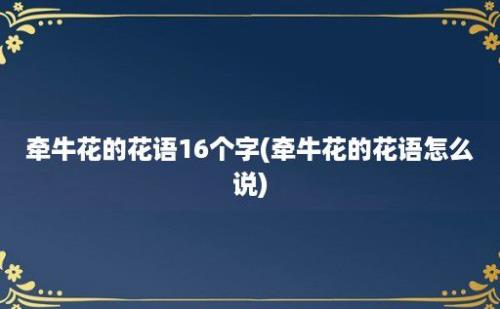 牵牛花的花语16个字(牵牛花的花语怎么说)