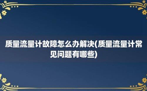 质量流量计故障怎么办解决(质量流量计常见问题有哪些)