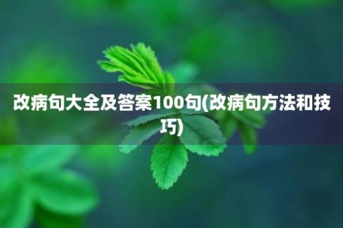 改病句大全及答案100句(改病句方法和技巧)