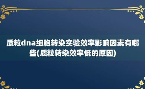 质粒dna细胞转染实验效率影响因素有哪些(质粒转染效率低的原因)