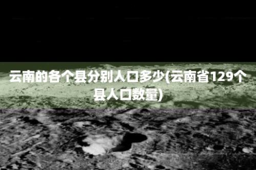 云南的各个县分别人口多少(云南省129个县人口数量)