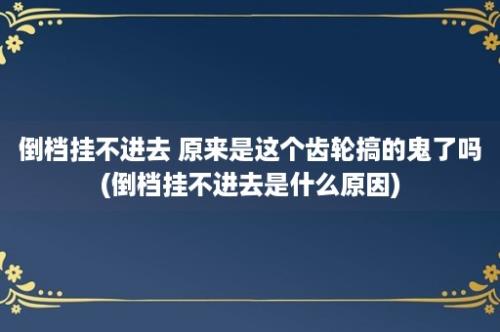 倒档挂不进去 原来是这个齿轮搞的鬼了吗(倒档挂不进去是什么原因)