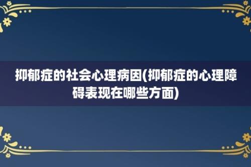 抑郁症的社会心理病因(抑郁症的心理障碍表现在哪些方面)