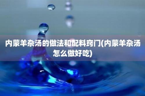 内蒙羊杂汤的做法和配料窍门(内蒙羊杂汤怎么做好吃)