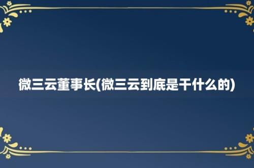 微三云董事长(微三云到底是干什么的)