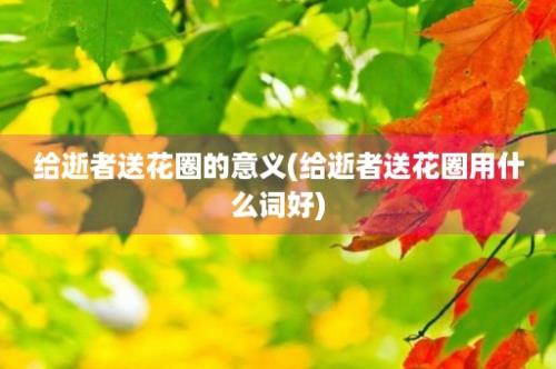 给逝者送花圈的意义(给逝者送花圈用什么词好)