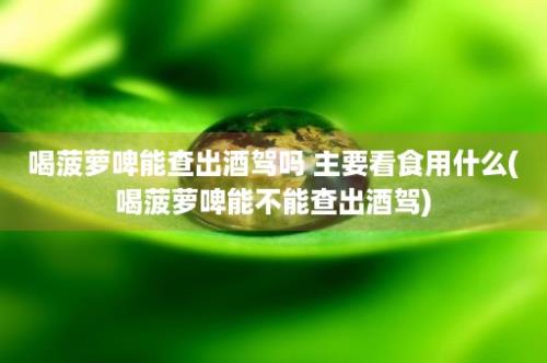 喝菠萝啤能查出酒驾吗 主要看食用什么(喝菠萝啤能不能查出酒驾)