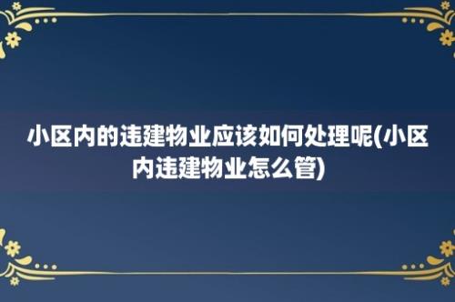 小区内的违建物业应该如何处理呢(小区内违建物业怎么管)