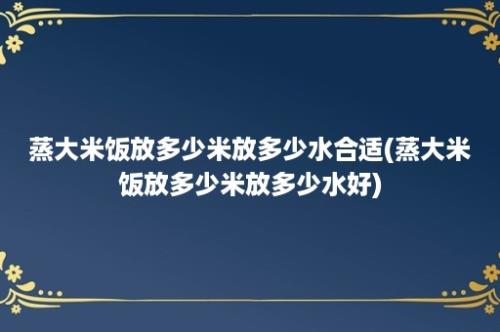 蒸大米饭放多少米放多少水合适(蒸大米饭放多少米放多少水好)