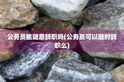 公务员能随意辞职吗(公务员可以随时辞职么)