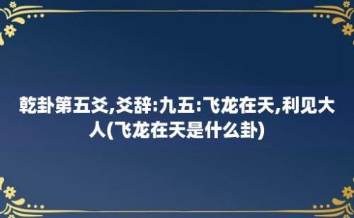 乾卦第五爻,爻辞:九五:飞龙在天,利见大人(飞龙在天是什么卦)