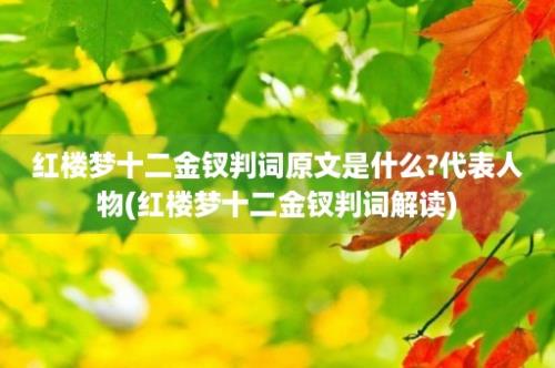 红楼梦十二金钗判词原文是什么?代表人物(红楼梦十二金钗判词解读)