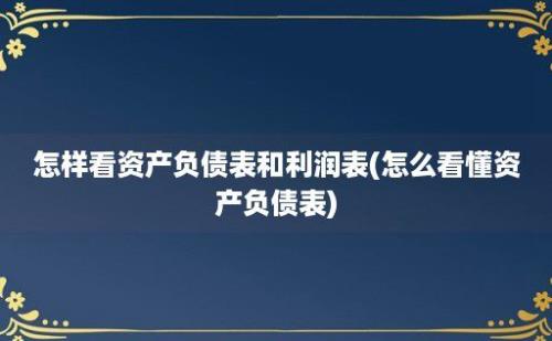 怎样看资产负债表和利润表(怎么看懂资产负债表)