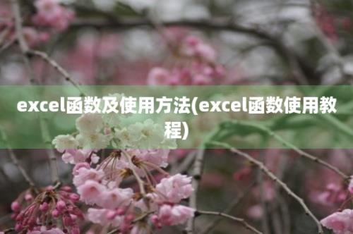 excel函数及使用方法(excel函数使用教程)