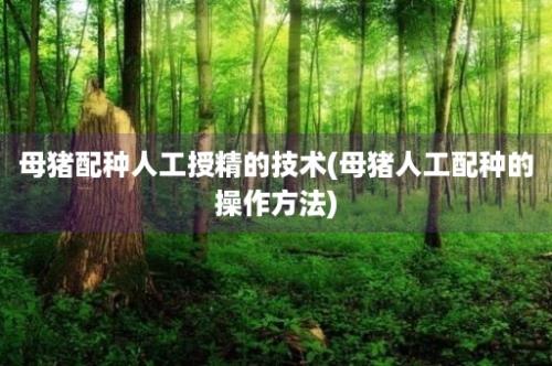 母猪配种人工授精的技术(母猪人工配种的操作方法)