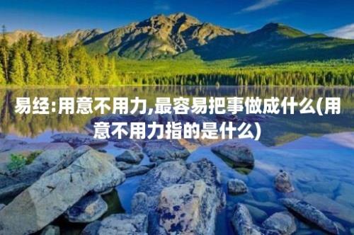 易经:用意不用力,最容易把事做成什么(用意不用力指的是什么)