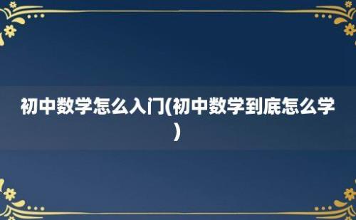 初中数学怎么入门(初中数学到底怎么学)