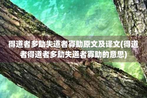 得道者多助失道者寡助原文及译文(得道者得道者多助失道者寡助的意思)