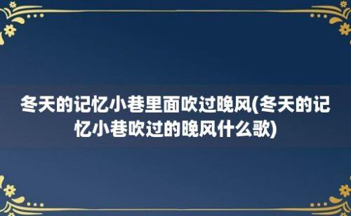 冬天的记忆小巷里面吹过晚风(冬天的记忆小巷吹过的晚风什么歌)