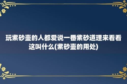 玩紫砂壶的人都爱说一番紫砂道理来看看这叫什么(紫砂壶的用处)