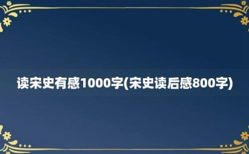 读宋史有感1000字(宋史读后感800字)