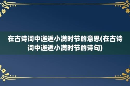 在古诗词中邂逅小满时节的意思(在古诗词中邂逅小满时节的诗句)