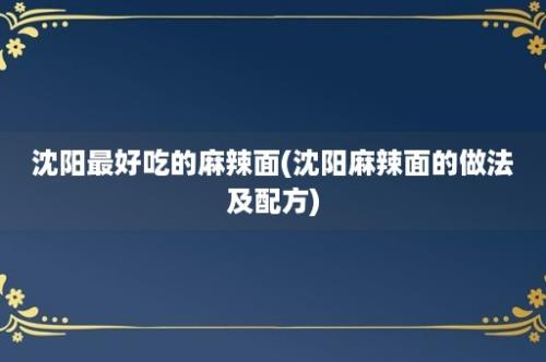 沈阳最好吃的麻辣面(沈阳麻辣面的做法及配方)