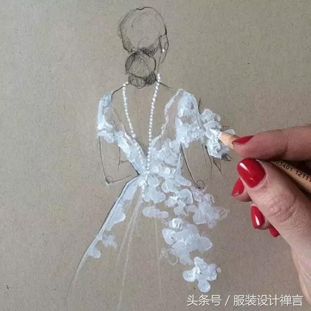 手绘婚纱照插画怎么画的（让你作出漂亮的婚纱手绘插画）(4)