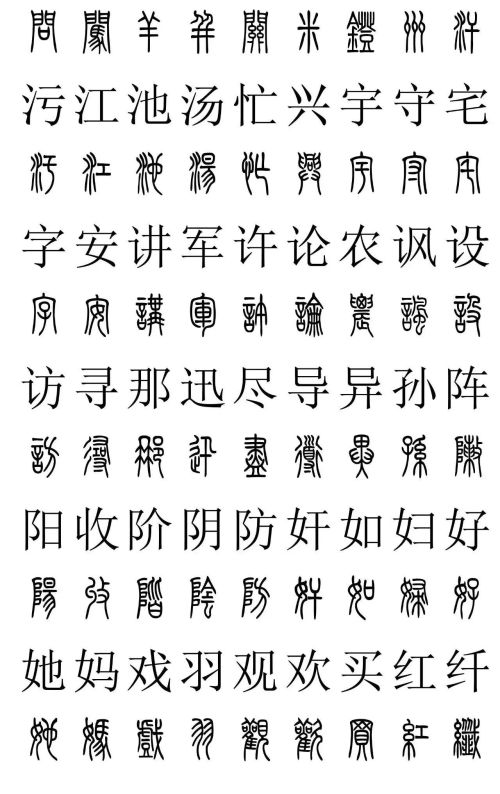 3500常用字篆书对照表(篆书字典大全)