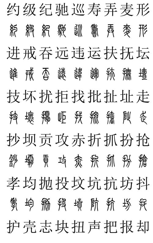 3500常用字篆书对照表(篆书字典大全)