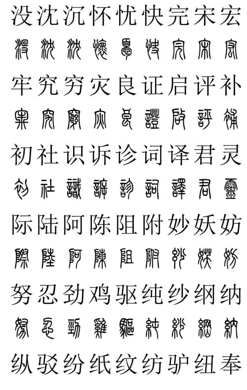 3500常用字篆书对照表(篆书字典大全)