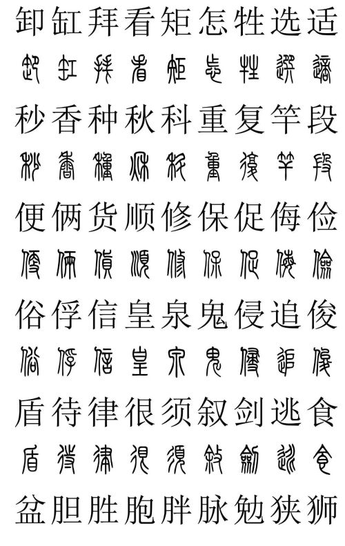 3500常用字篆书对照表(篆书字典大全)