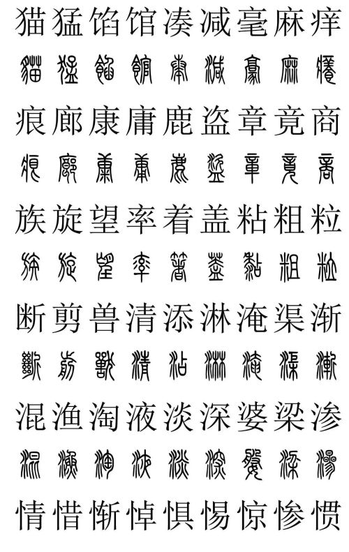 3500常用字篆书对照表(篆书字典大全)