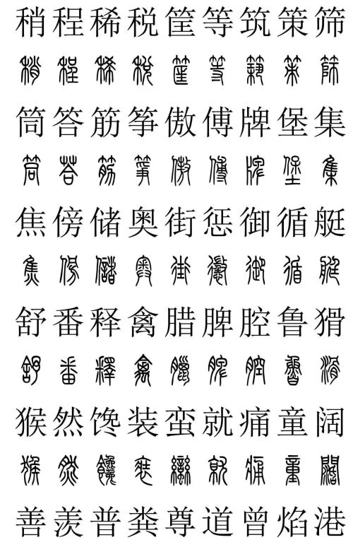 3500常用字篆书对照表(篆书字典大全)