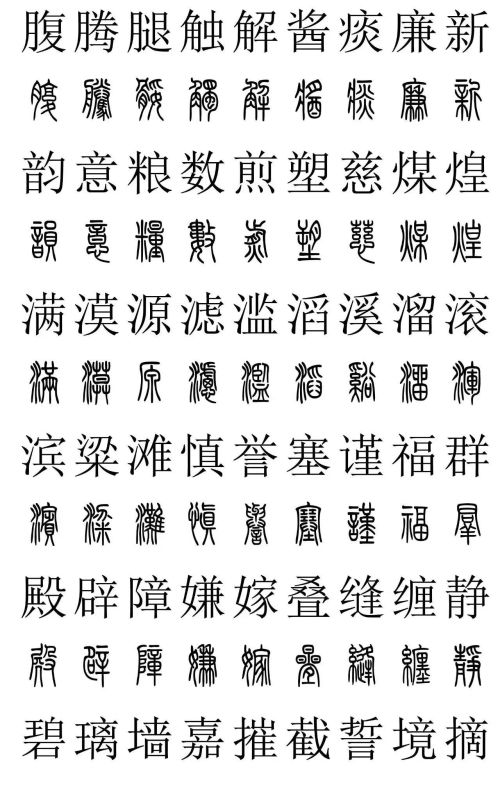 3500常用字篆书对照表(篆书字典大全)