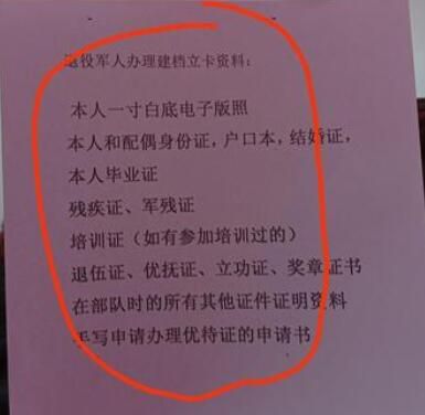 优抚对象建档立卡(办理退伍优待卡)