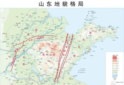 高清地形图，看山东四大地形区