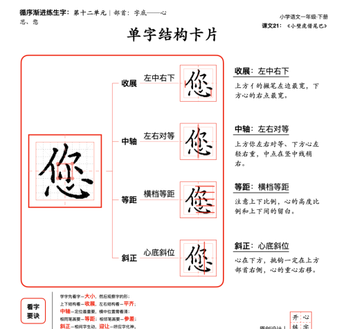 一年级字的部首(一年级字头本)