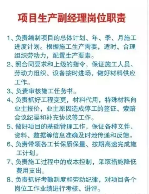 工程项目部岗位职责制度牌(工程项目部岗位设置)