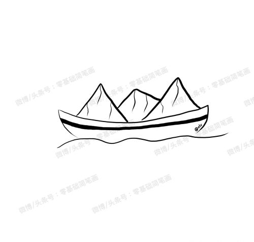 船的画法简单又漂亮山水画作品(船风景简笔画)