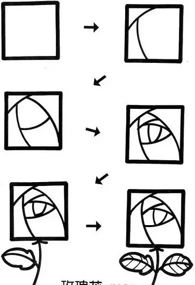 画一画正方形变成两个形状,大小一样的图形(把正方形变成一幅画)