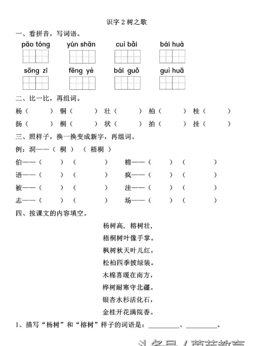 树之歌二年级语文上册(小学语文二年级上册树之歌)