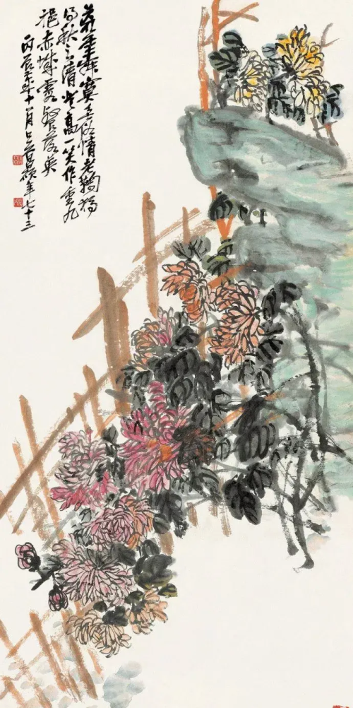 吴昌硕笔下赏菊花的作品(吴昌硕笔下赏菊花图片)