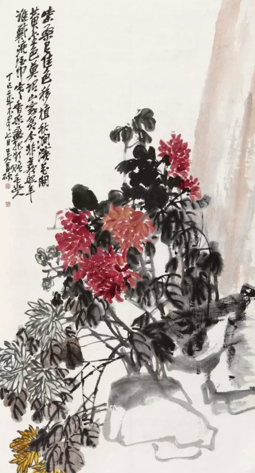 吴昌硕笔下赏菊花的作品(吴昌硕笔下赏菊花图片)