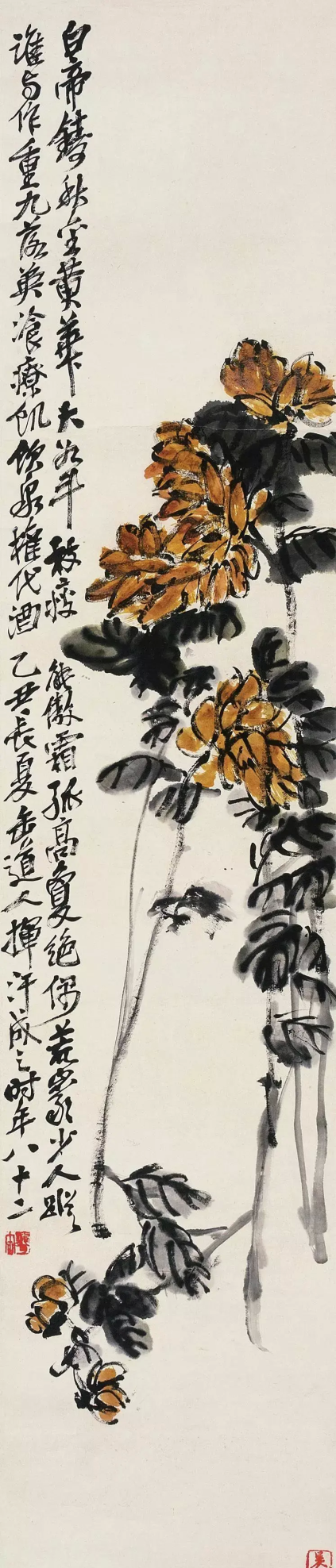 吴昌硕笔下赏菊花的作品(吴昌硕笔下赏菊花图片)