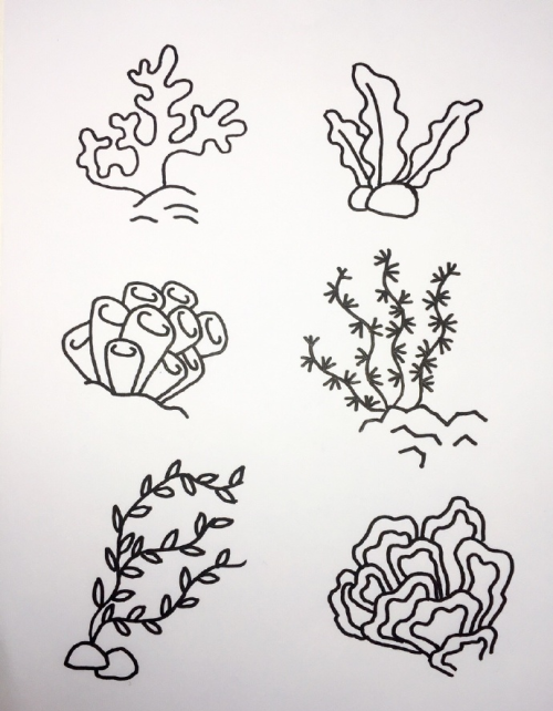 海底世界小鱼和珊瑚画(海底世界珊瑚简笔画颜色)