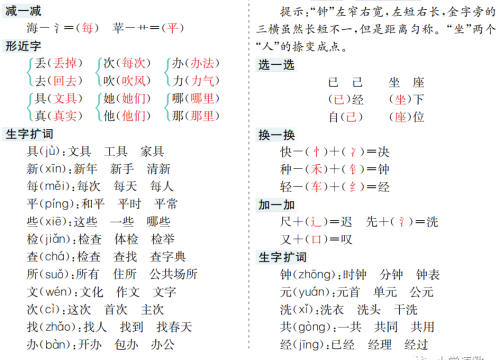 一年级语文下册第七单元知识点总结(小学语文一年级下第七单元)