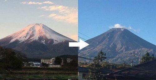 日本富士山积雪消失(日本富士山没雪了)