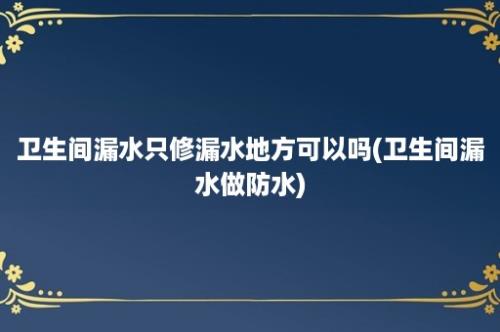 卫生间漏水只修漏水地方可以吗(卫生间漏水做防水)