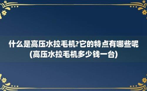 什么是高压水拉毛机?它的特点有哪些呢(高压水拉毛机多少钱一台)